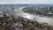 Drone flight in the Belgrade city view from above the old Kalemegdan fortress, Serbia