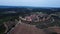 Drone flight in Monteriggioni, Tuscany, Sunset drone flight over the medieval village with views of the famous city