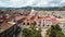 Drone flight over San Blas park and church Cuenca Ecuador