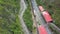 Drone flight over train arrival at the station Devil s Nose Ecuador