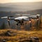 Drone flight Quadcopter gracefully glides through the boundless open sky