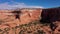 Drone Fly Near Orange Smooth Stone Monoliths Massive Rock Formations In Desert