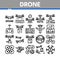 Drone Fly Quadrocopter Collection Icons Set Vector