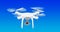 Drone flying in the blue sky, animation. 3D rendering