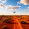 Drone flying over the arid landscape of outback Australia