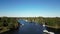 Drone flying over Cypress creek with the green lush forest view,  Severna Park, Maryland