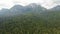 Drone flying over forest in mountains