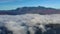 Drone flying over mist cloud in autumn morning