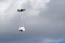 The drone is flying with the toilet paper roll over sky, concept of Drone delivery