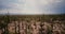 Drone flying very low above atmospheric large cactus valley in amazing summer desert at Arizona national park reserve.