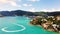 drone footage of cruise port on st thomas in the us virgin islands.