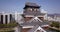 Drone footage of Hiroshima castle and surrounding area.