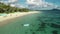 Drone footage of Lanikai beach, Honolulu, Hawaii, low angle shot, color graded