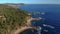 Drone footage over the Costa Brava coastal near the small town Palamos of Spain