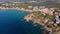 Drone footage over the Costa Brava coastal, small village La Fosca of Spain