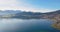 Drone footage of scenic lake Traunsee - untouched nature and beautiful mountain