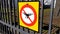 Drone forbidden, sign on private territory entrance, quadrocopters prohibition