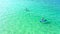 Drone, friend or paddle boarding in ocean for summer with adventure, freedom and tropical vacation. Aerial view, people