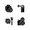 Drone guideline black glyph manual label icons set on white space