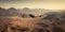 Drone hovers above a vast desert, modern technology. AI generative