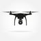 Drone icon. Copter or quadrocopter with camera black silhouette. Vector illustration
