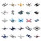 Drone icon set, isometric style