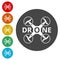 Drone icon, Silhouette quadrocopter a top view icon