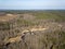 drone image. aerial view of forest river in spring. Gauja, Latvia