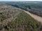 drone image. aerial view of forest river in spring. Gauja, Latvia