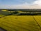 drone image. aerial view of rural area with cultivated fields of