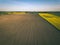 drone image. aerial view of rural area with cultivated fields of