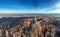 Drone image of Arminius monument in Teutoburg Forest near German city Detmold taken in morning time