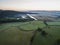 Drone image of a misty dawn English landscape