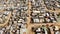 Drone, informal settlements and township with poverty, neighborhood and South Africa with community. Top view, buildings