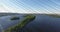 Drone Kyiv Ukraine South Bridge Pylon Landscape Cityscape River Dnieper 4k moving Down.