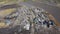 Drone, landfill with garbage or waste, trash management and pollution, environment and junkyard. Aerial view of outdoor