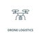 Drone logistics line icon, vector. Drone logistics outline sign, concept symbol, flat illustration