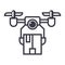 Drone logistics vector line icon, sign, illustration on background, editable strokes