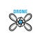 Drone logo isolated on white background. Set of drone service and accessories labels, badges and design elements. Vector