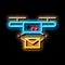 Drone Mail Delivery Postal Transportation Company neon glow icon illustration