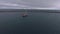 The drone moves away from the ship in the bay. Andreev.