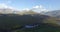 Drone, nature and mountain, landscape with dam and water, countryside with environment and background. Aerial view
