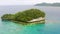Drone, ocean or island for peace with vacation, trip or travel destination to Doberai Resort. Indonesia, aerial view and