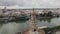 Drone orbit around historic Torre del Oro watchtower, Seville, Spain