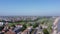 Drone panning shot of Shoebury beachside city buildings and the seascape