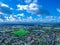 Drone panorama Aerial view of Melbournes north suburbs nice sky green park