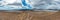 Drone panorama over Ivanpah solar thermal power plant in California during daytime sunshine