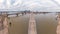 Drone panorama over St. Louis skyline and Mississippi River with Gateway Arch during daytime