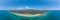 Drone panorama over Thai Natai Beach with mouth of Bo Dan River