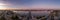 Drone panorama on the Rhine over the Theodor-Heuss bridge on the Mainz Rhine bank at sunrise